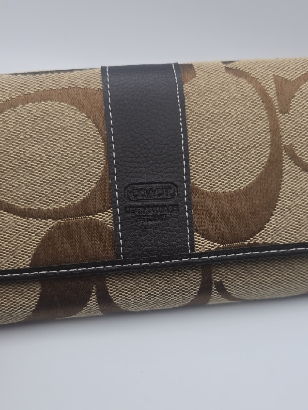 Coach Brown & Tan Signature Continental Wallet W/ Checkbook Holder (2-N-1)(EUC)✨ - Picture 5 of 10